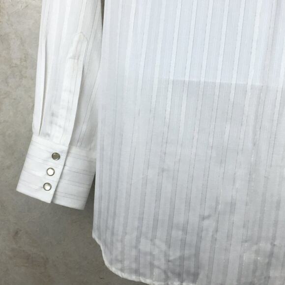 Crazy Cowboy Long-Sleeve White Snap Button Shirt with Gold Stripes Size L - Picture 12 of 14